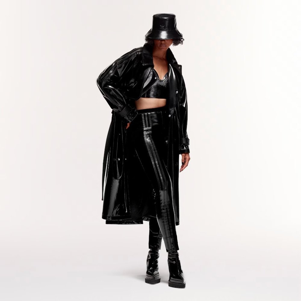 NEW Adidas IVY PARK NOIR Faux Latex Straight Leg Pants Black Women's Size Large